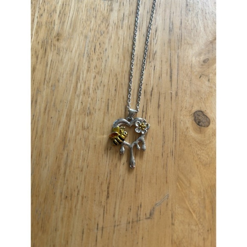 Honey Bee Drip Necklace Silver Chain Womens‎ Gift Anniversary Flower Lover Cute
